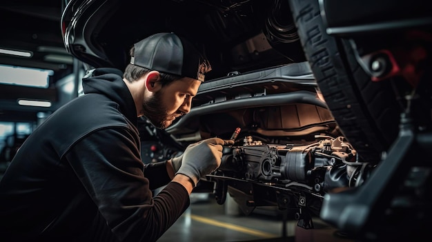 Technician meticulously performs a brake fluid flush and replacement maintaining optimal brake fluid viscosity Generated by AI