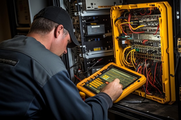 Technician Using Yellow Tool