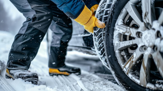 Technicus vervangt winter- en zomerbanden voor een veilige rit