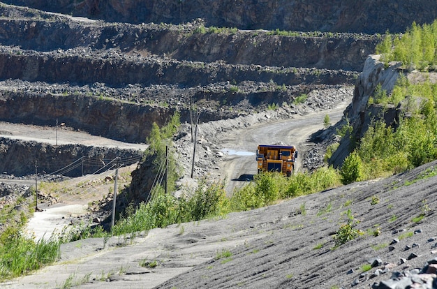 Technique works in a large mining quarry