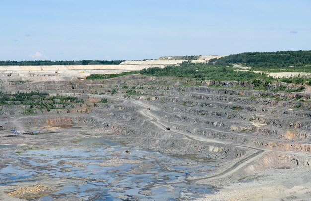 Technique works in a large mining quarry