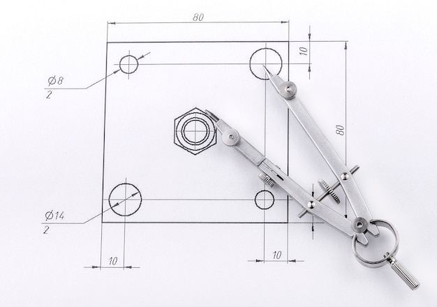 Technische tekening en metalen scheidingslijnen