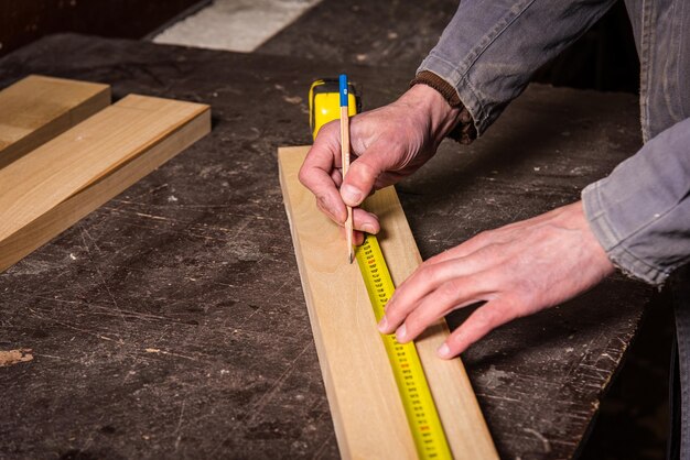 Technische tekening ontwerp en markering voor het vervaardigen van een houten frame