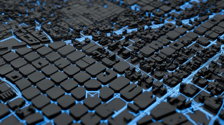 Photo techno mega city, 3d rendering