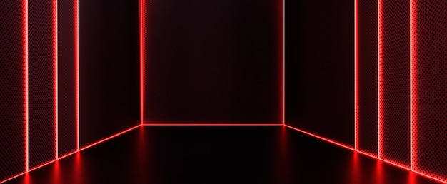 Photo techno mesh room with red laser illumination background