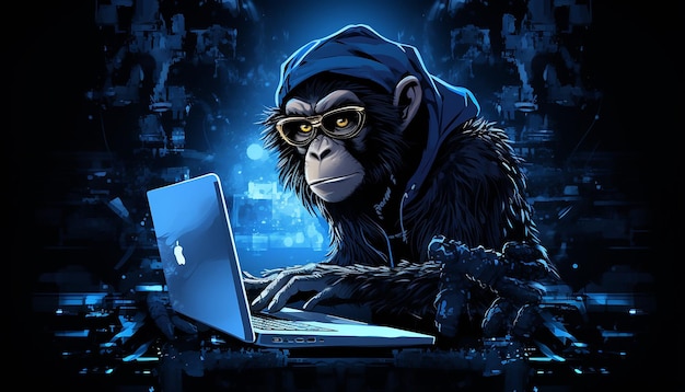 Photo techno monkey coding chain