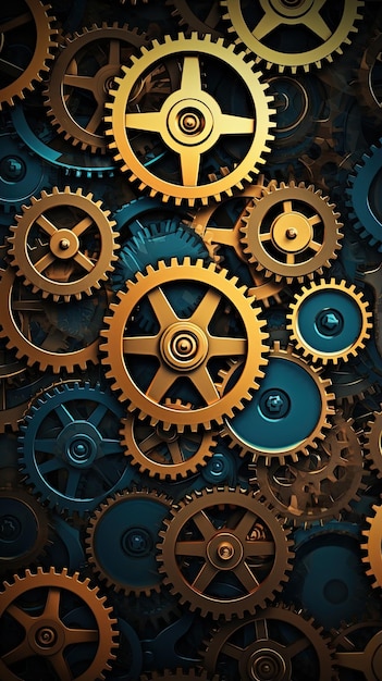 Technological gears and cogs wallpaper for the phone