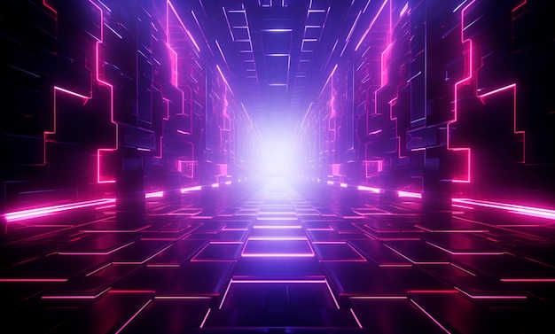 Technological neon light background for composition