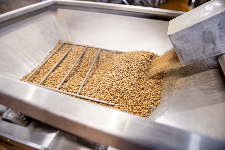 The technological process of grinding malt seeds at the mill