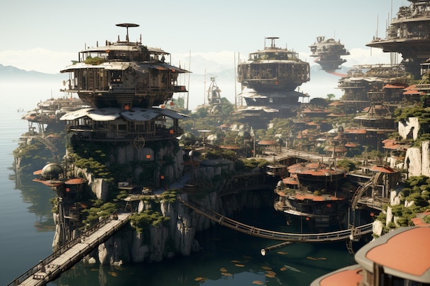 Technological village on floating platforms