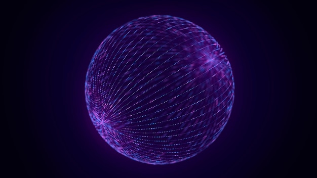 Technologie blauwe bol met verbindende punten en lijnen Digitale abstracte netwerkstructuur 3D-rendering