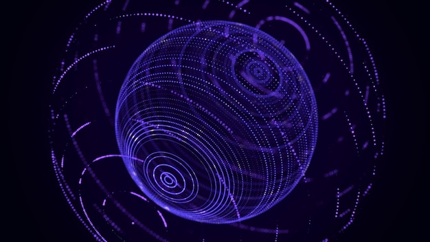 Technologie blauwe bol met verbindende punten en lijnen Digitale abstracte netwerkstructuur 3D-rendering
