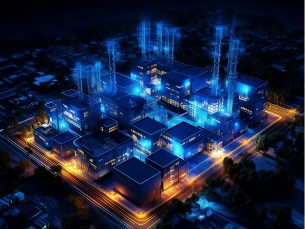 Technologie cyber stad futuristische stad