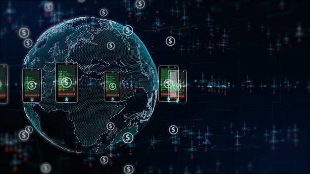 Technologienetwerk met telefoon en holografisch