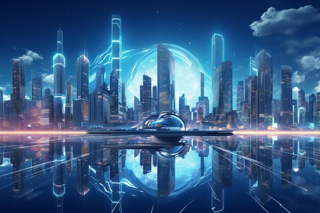 Technologisch 3D Futuristisch stadsbeeld