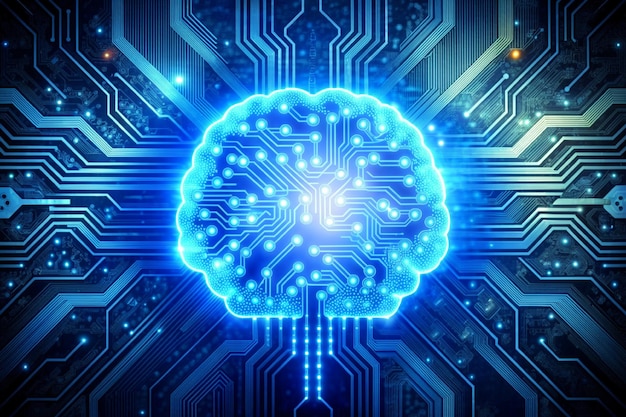 Technologisch brein en machine learning concept Abstract circuit board