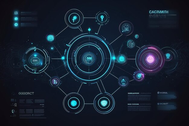 Foto technologische achtergrond digitaal verbindingssysteem met geïntegreerde cirkels netwerksysteemgroep aanraakinterface-concept