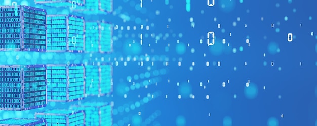 Technologische achtergrond Neuraal netwerk concept Kunstmatige intelligentie Blockchain Binary achtergrond Abstract achtergrond Digitale achtergrond 3D-rendering