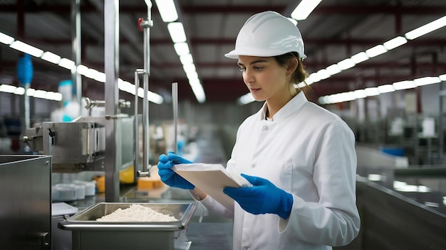 Технолог, работающий на пищевой фабрике для медицинского производства, проверяющий качество и распределение