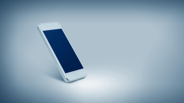 Concetto di tecnologia e pubblicità - smartphone bianco con schermo bianco vuoto