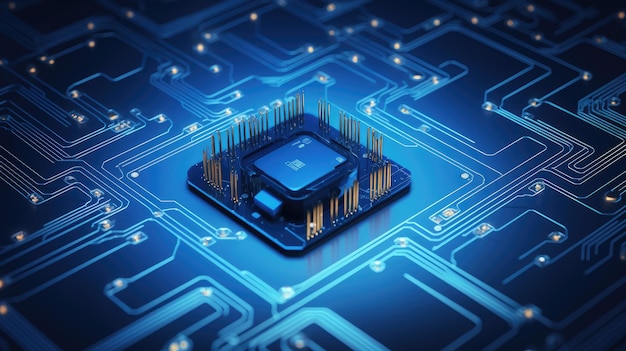 Technology background big data chips on the circuit blue minimal networking wallpaper