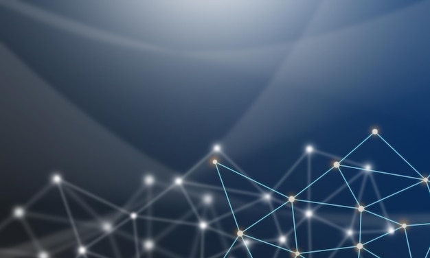 technology background concept abstract connected line dots network on bright polygon blue background