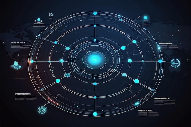 Photo technology background digital connect system with integrated circles network system group touch interface concept