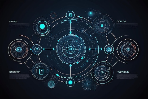 Technology background Digital connect system with integrated circles Network system group touch interface concept