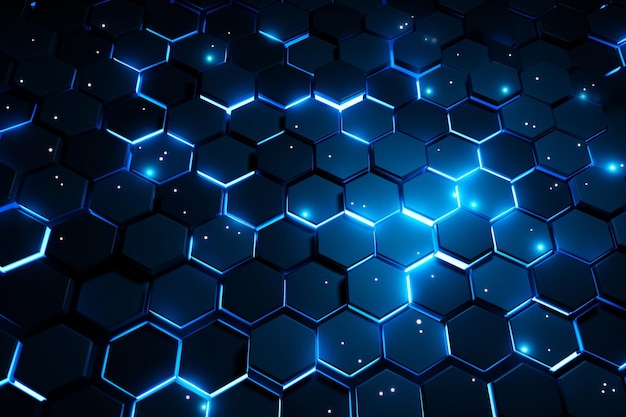 Technology background a glowing hexagonal background with blue lights Generative AI