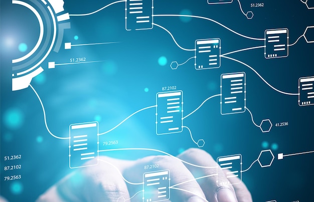 technology background Node connection multi service processing
