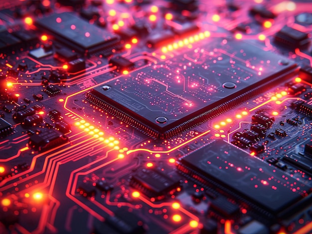 a technology background with bright color and circuit pattern