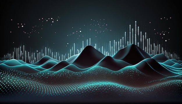 Technology background with connected dots wave landscape AI