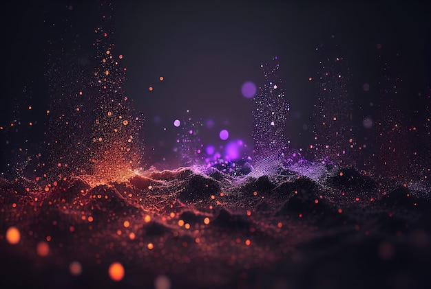 Technology background with glowing particles