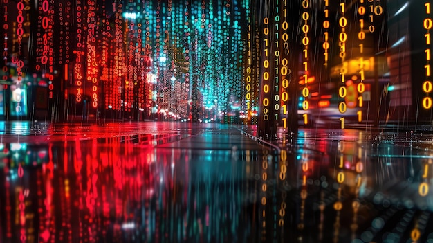 Technology binary code rain