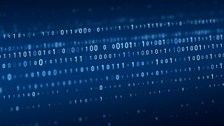 Photo technology binary code random falling digits on screen hacked software matrix sciense background big data analytics 3d rendering