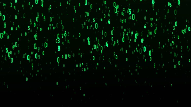 Photo technology binary code random falling digits on screen hacked software matrix sciense background big data analytics 3d rendering
