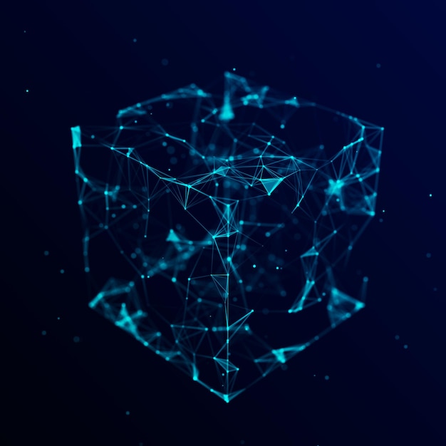 technology block chain network connection big data visualization cyber security background cube consisting of block 3d rendering