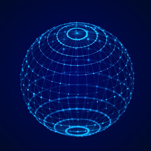 사진 점과 라일을 연결하는 기술 파란색 영역 디지털 추상 네트워크 구조 3d 렌더링