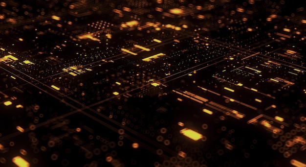 Technology city lights background 3d render image