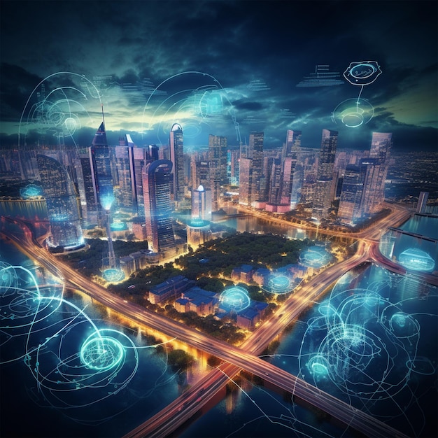 Technology concept a business technology concept digitalization smart city