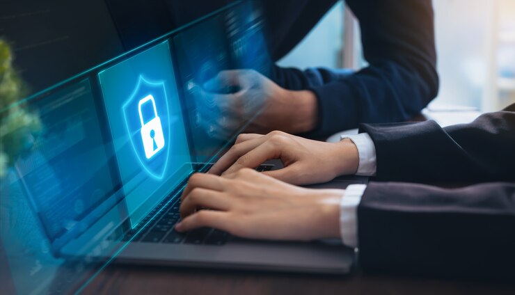 Технологическая концепция с интернет-безопасностью и сетью,