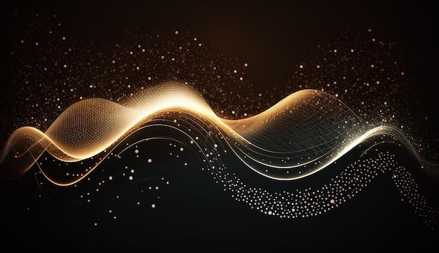 Technology digital wave background conceptBeautiful motion waving dots texture with glowing defocused particles Cyber or technology background