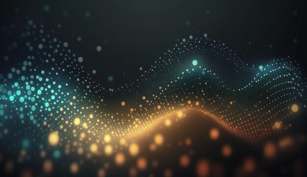 Technology digital wave background conceptBeautiful motion waving dots texture with glowing defocused particles Cyber or technology background