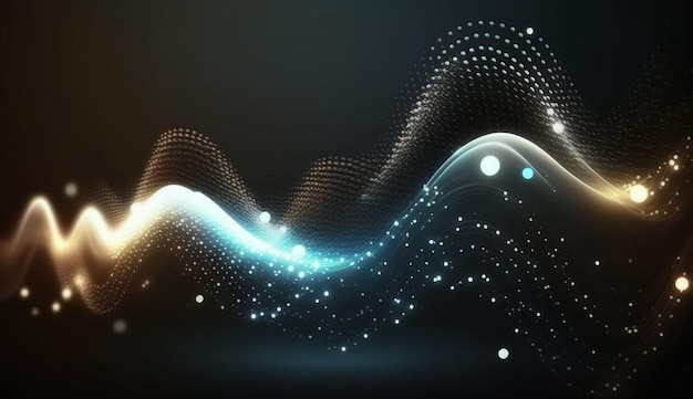 Technology digital wave background conceptBeautiful motion waving dots texture with glowing defocused particles Cyber or technology background