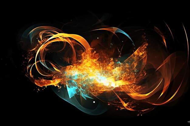 Technology and flames abstract graphical AI generative