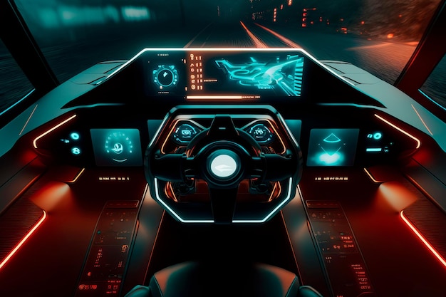 Technology futuristic panel Autonomous car without a driver Generative ai