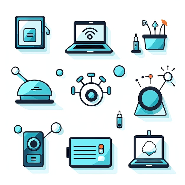 Technology Icons Icons featuring a computer smartphone and wifi symbolizing technologyGenerated with AI