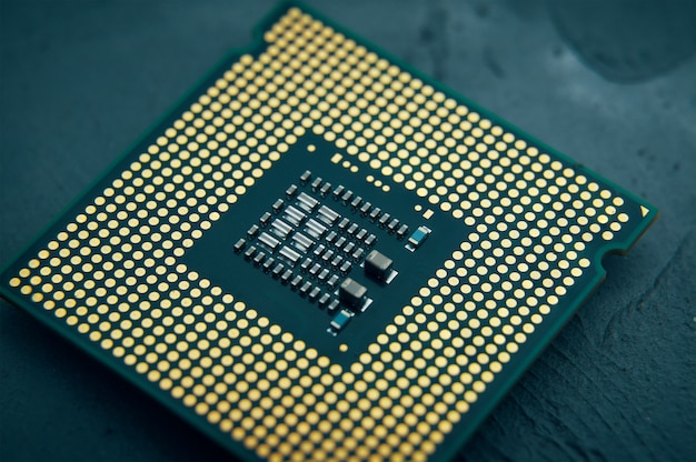 사진 cpu 칩 컴퓨터 프로세서 선택적 초점의 기술 혁신 개념 근접 촬영