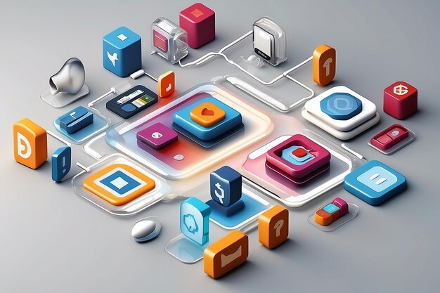 Photo technology integrated 3d web icons