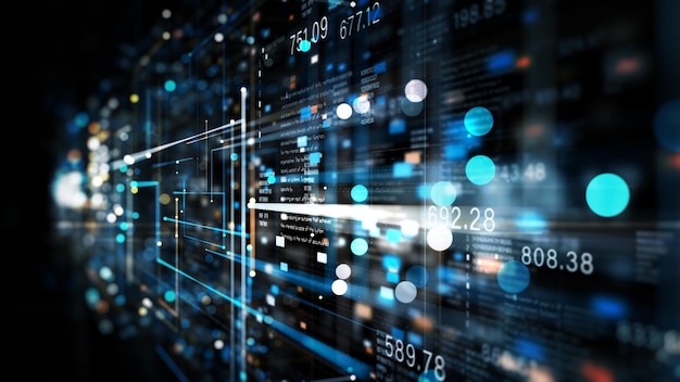 technology internet connection and data analysis digital cyberspace with particles and digital data network connections technology digital abstract background 3d renderingxatechnology cyberspace